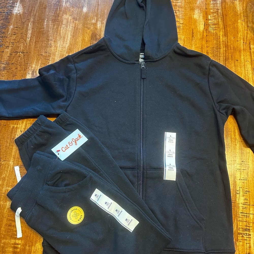 Cat & Jack Kids Black Zip-Up Hoodie and Joggers